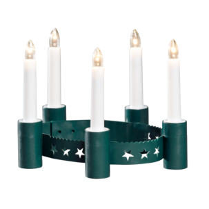 Lucia-kruunu lapsille ja aikuisille, 5 kynttilää, vihreä