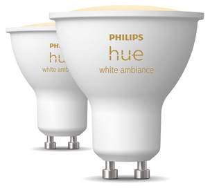 Philips Hue White Ambiance GU10 LED Bluetooth, 2-pakning