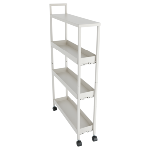 Smal trillevogn med 4 hylleplater