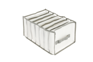 Laatikonjakaja farkuille, paidoille, alusvaatteille tai puseroille