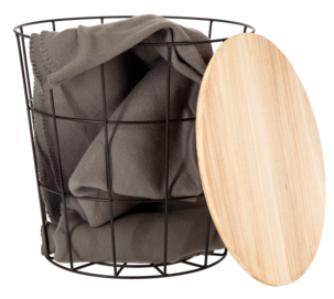 Avlastningsbord med oppbevaring, metall/tre.