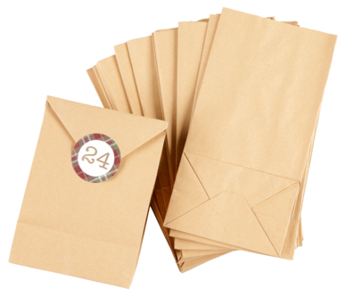 Adventskalender påsar med etiketter 1–24 