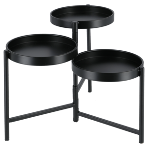 Sammenleggbar pidestall med 3 nivåer, svart metall