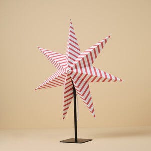 Adventsstjärna röda och vita ränder, papper, 50 cm