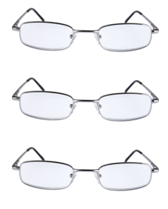 Läsglasögon metall, 3-pack