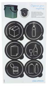 Klistreetiketter tll kildesorteringsbøtter Tidy