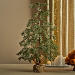 Lerketre med fot innpakket i jute, 90 cm