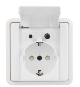 Vägguttag IP44 med jordfelsbrytare