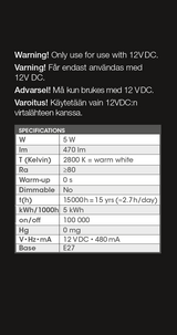 Lågvoltslampa E27 12 V