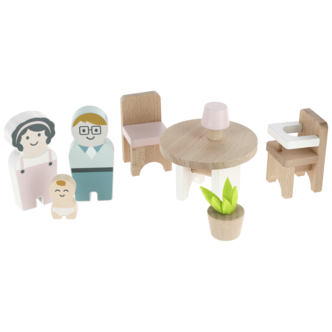 Nukkekodin huonekalut ja nuket, puu, yli 3-vuotiaille