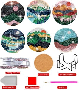 DIY glasunderlägg med Diamond Painting, 6-pack