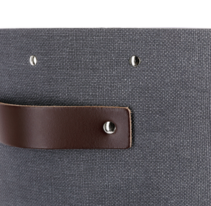 Roskakori, jossa nahkakahvat, tummanharmaa