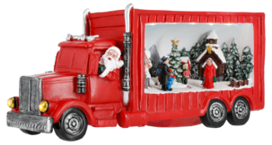 Lastbil med julby, belysning och musik