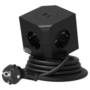 Cube Jatkojohto kuutio, USB-A, USB-C ja virtakytkin