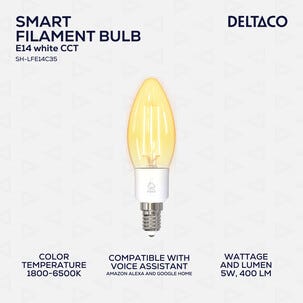 Deltaco Smart Home WiFi dimbar LED-filament E14 4,5 W