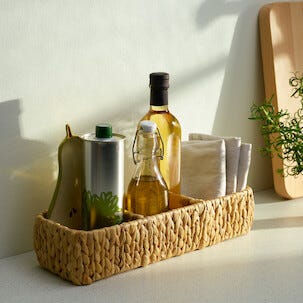 Flätad förvaringskorg vattenhyacint natur, 3 fack