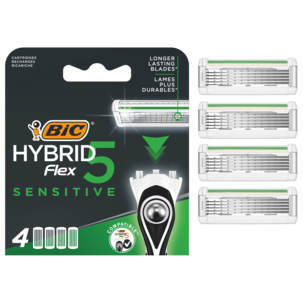 BiC Hybrid Flex 5 Sensitive barberblad, 4-pakning
