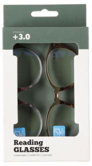Läsglasögon med blåljusfilter, brun och lila, 2-pack