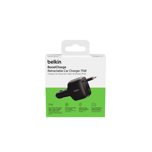 Belkin BoostCharge snabbladdare bil, USB-A, USB-C, 75 W