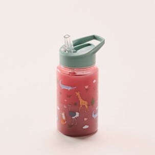 Vattenflaska med sugrör barn, spillfri, 450 ml