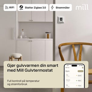 Mill Smart WiFi Termostaatti lattialämmitykseen, digitaalinen