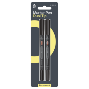 Märkpenna permament dubbelspets, svart