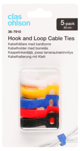 Kabelholder med borrelås, 5 stk/pk