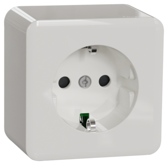 Schneider Exxact 1-vägs utanpåliggande vägguttag, jordat