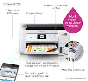 Epson Ecotank ET-2856 Tulostin, jossa skanneri ja LCD-näyttö