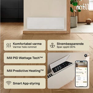 Mill Glass Smart WiFi element Gen. 4, vit, 500 W