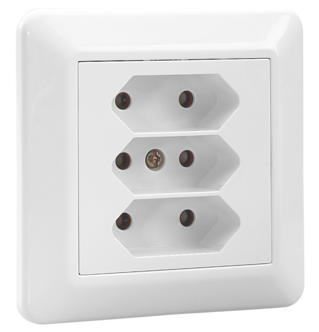 3-vägs infällt Euro-vägguttag ojordat ELKO RS