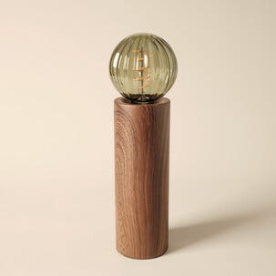 Deco bordslampa E27 metall med mörk träoptik, Northlight