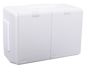 Elko RS dobbel stikkontakt påvegg, IP44, Nordic renhvit