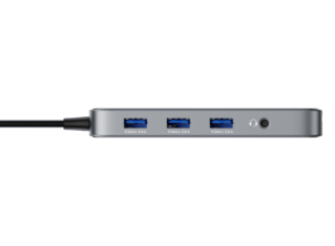 Deltaco USB-C hub 10 portar, transparent