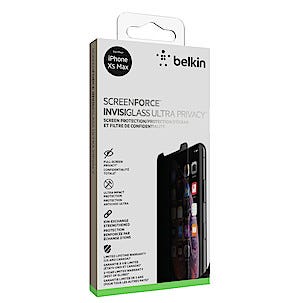 Näytönsuoja iPhone XS Max, Belkin ScreenForce InivisiGlass Ultra Privacy