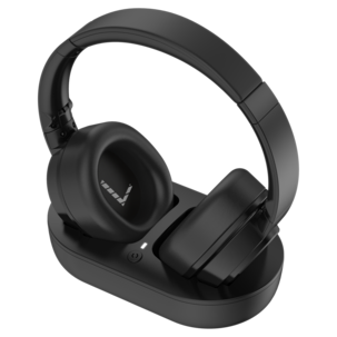 Hörlurar till tv, trådlösa och med sladd, svart