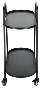 Rullvagn med 2 hyllplan, svart stål