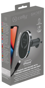 Celly Ghost Super Magsafe bilhållare och laddare 15 W