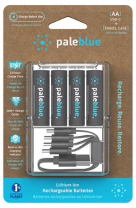Pale Blue oppladbare AA-batterier USB-C, 4-pakning