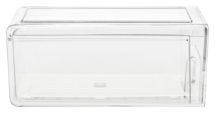 Stabelbar kjøleskapsoppbevaring med hylle, gjennomsiktig