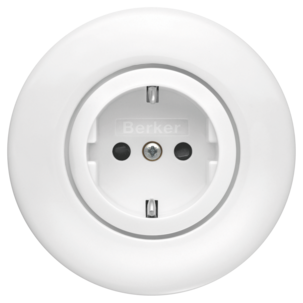 Hager serie 1930 énveis innfelt stikkontakt med ramme, porselen