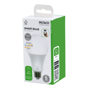 Deltaco Smart LED-pære E27 9 W dimbar, SH-CHLE27A60