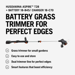 Husqvarna Aspire T28 gresstrimmer 18 V, med batteri