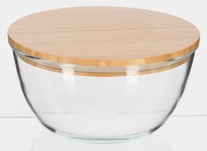 Glasskål med trälock