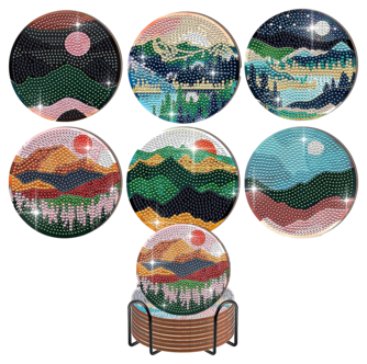 DIY glasunderlägg med Diamond Painting, 6-pack