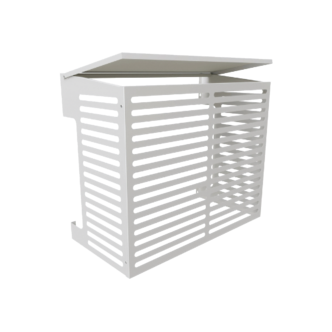 Varmepumpebeskyttelse blikk med tak, for utedel, hvit