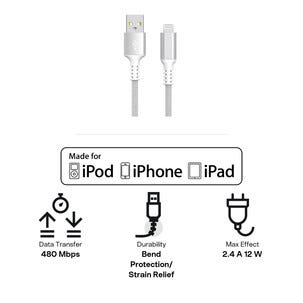 Tygklädd USB-A till Lightning laddkabel för iPhone 3m Clas Ohlson