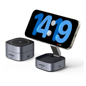 Ugreen 2-in-1 Qi2 trådlös laddare vikbar, 15 W