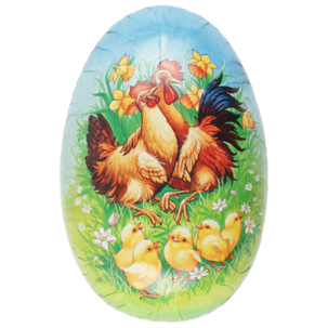 Stort påskägg papper, med klassiska påskmotiv, 30 cm