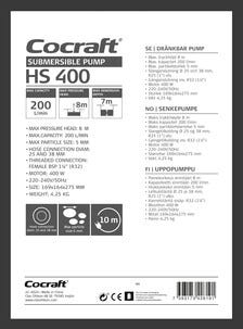 Cocraft HS 400 dränkbar pump med flottör, elektrisk 